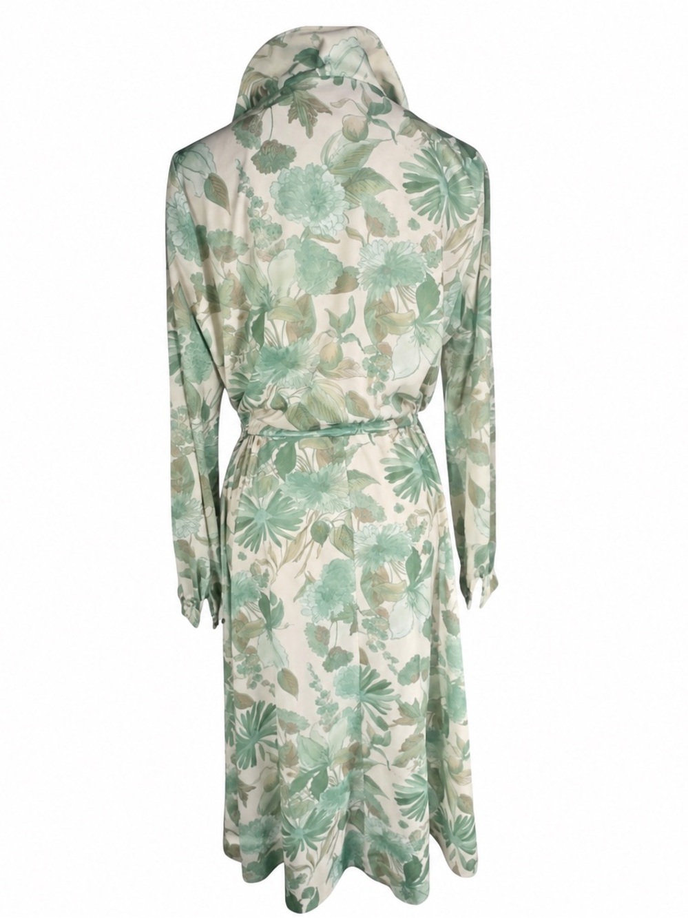 Vintage 1970s Malouf of Dallas Floral Shirtwaist Midi Dress 13/14 - Picture 5 of 7